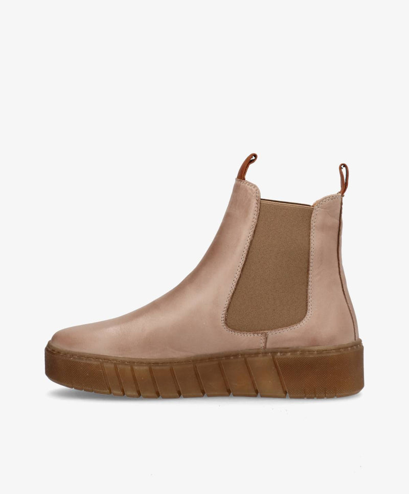 PREORDER - MOOVED - Beige læder - Chelsea støvler Dame