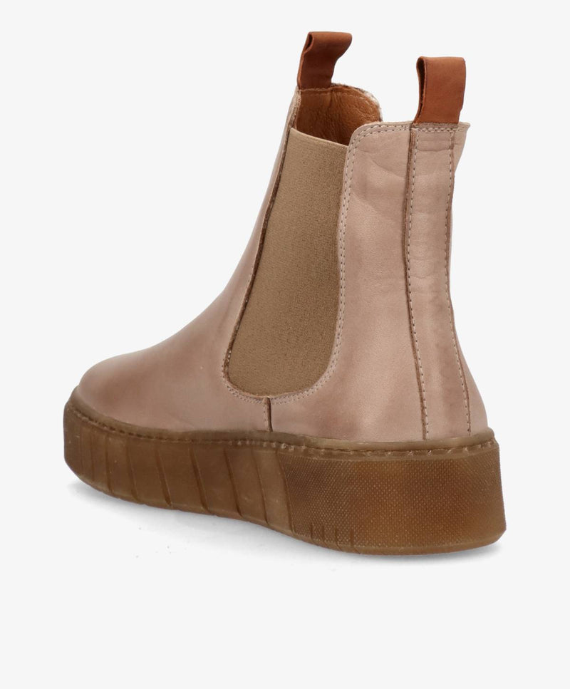 PREORDER - MOOVED - Beige læder - Chelsea støvler Dame