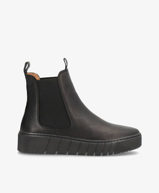 MOOVED BLK - Sort læder - Chelsea støvle Dame