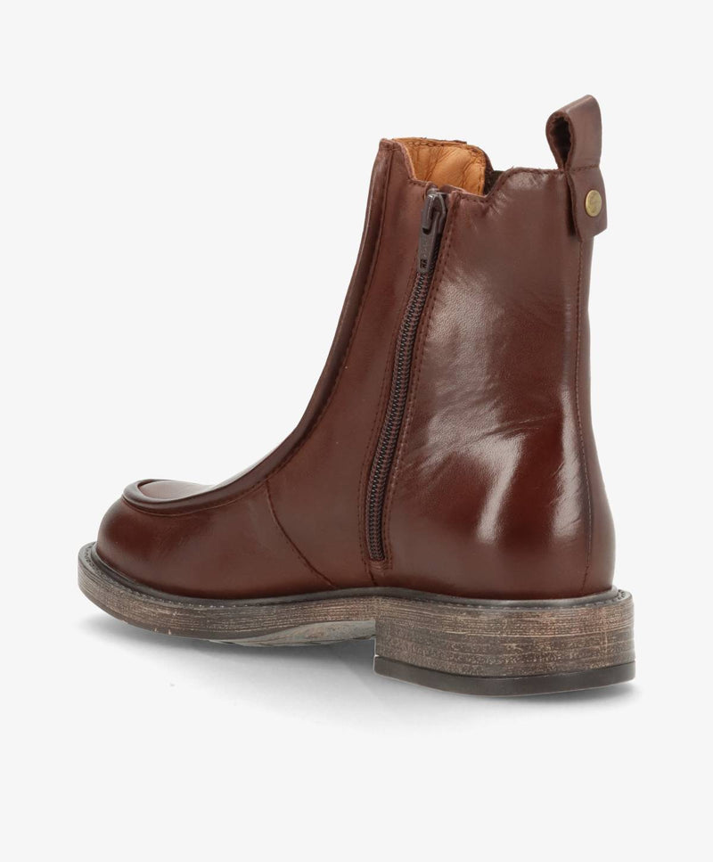 MORGAN - Mørkebrun læder - Ankelstøvle Dame