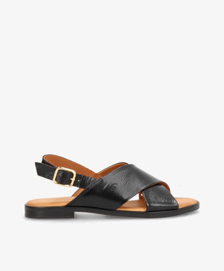 NICOLA P - Sort lak læder - Flade sandaler