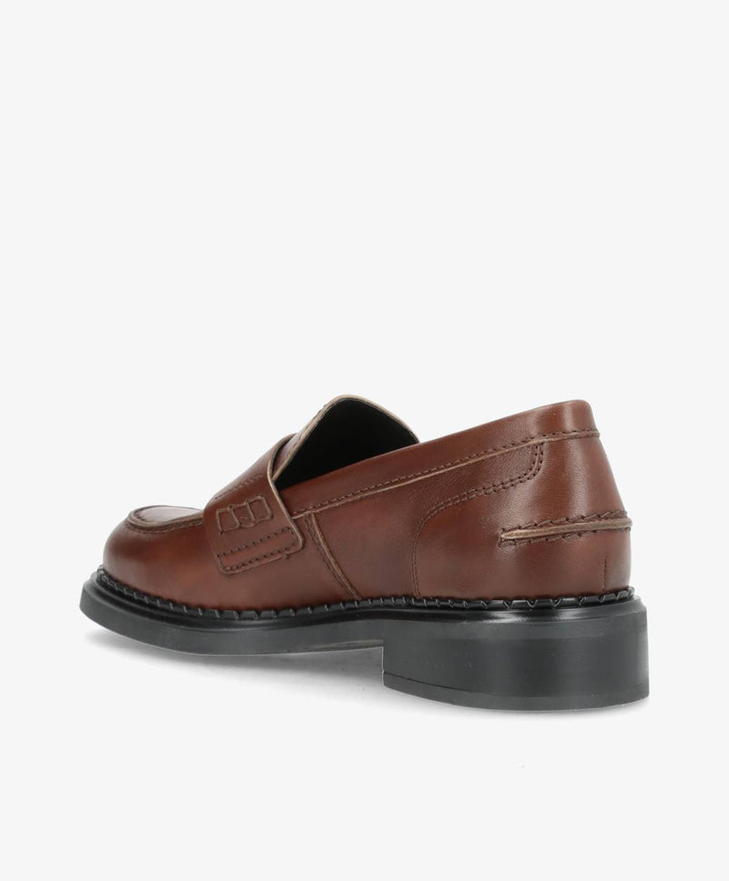 PREORDER - PURE - Brun washed læder - Loafers Dame