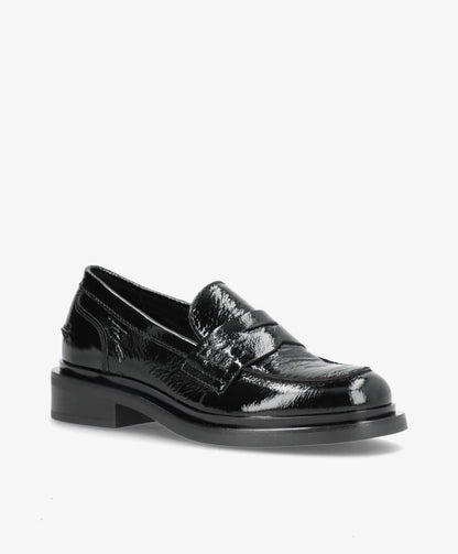 PURE P - Sort lak læder - Loafers Dame