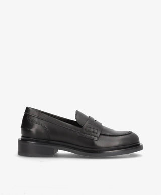 PURE - Sort læder - Loafers Dame