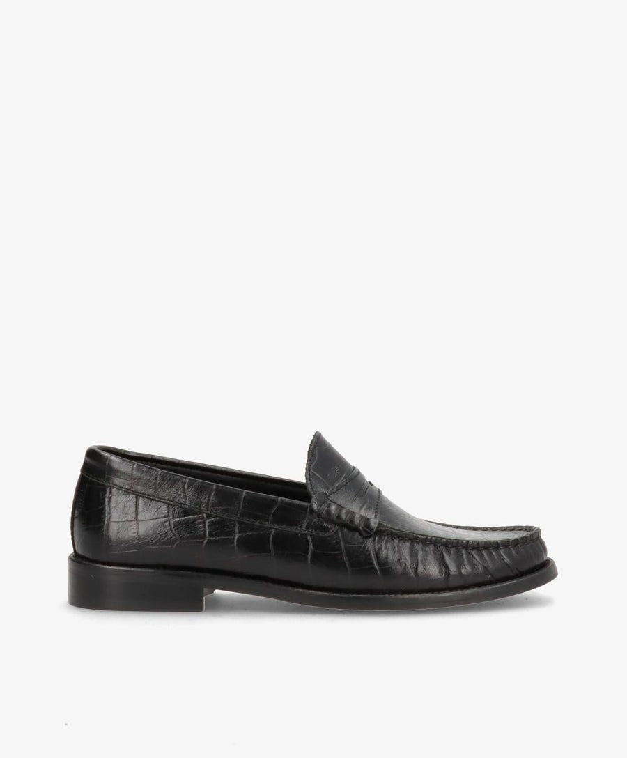 REGENT C - Dame loafer - Sort læder croco