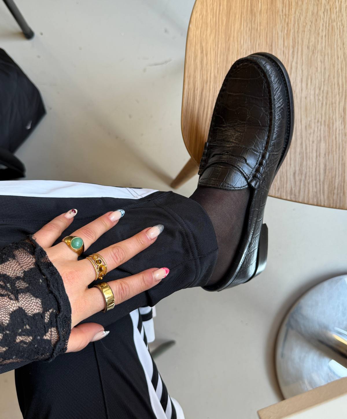 REGENT C - Dame loafer - Sort læder croco