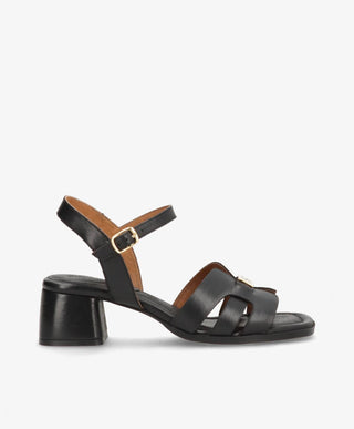 RONDA - Sort læder - Sandaler med hæl