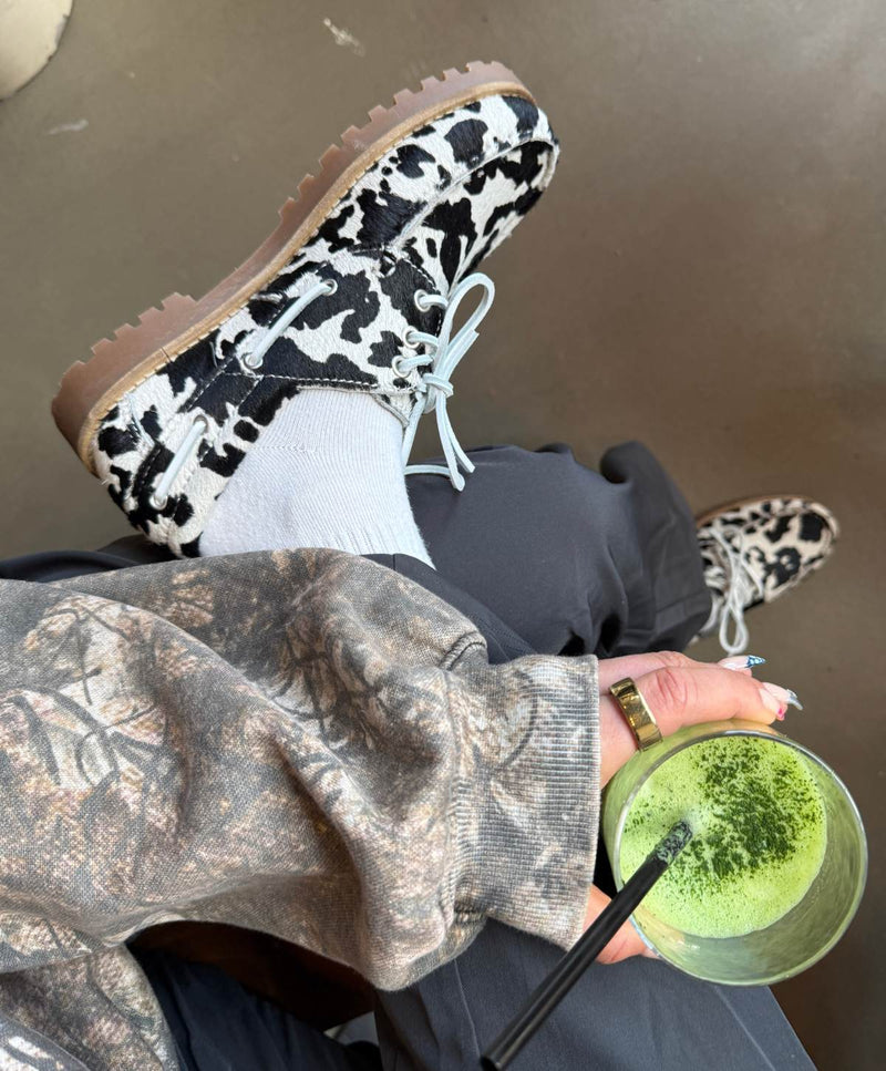 RUDDER X Ha - Cow sort - Pony hair læder - Sejlersko