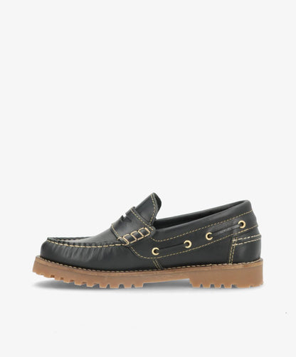 RUDDER L - Sort læder - Loafers Dame Sejler