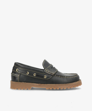 RUDDER L - Sort læder - Loafers Unisex Sejler