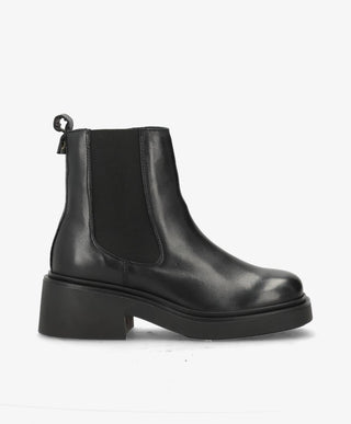 SADDLE - Sort læder - Chelsea støvler Dame