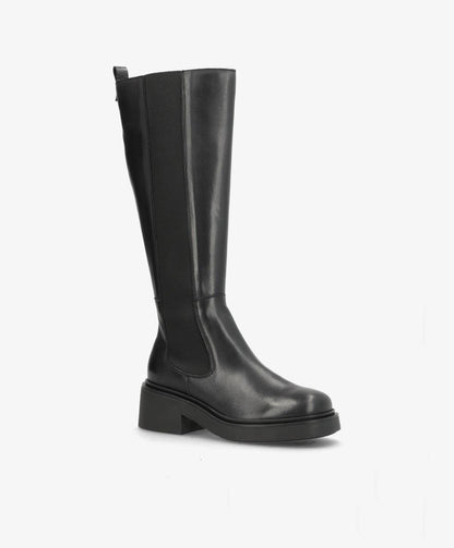 PREORDER - SADDLE LONG - Sort læder - Lange støvler Dame