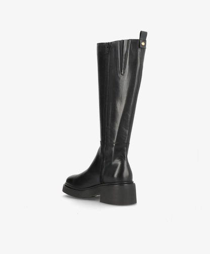 PREORDER - SADDLE LONG - Sort læder - Lange støvler Dame
