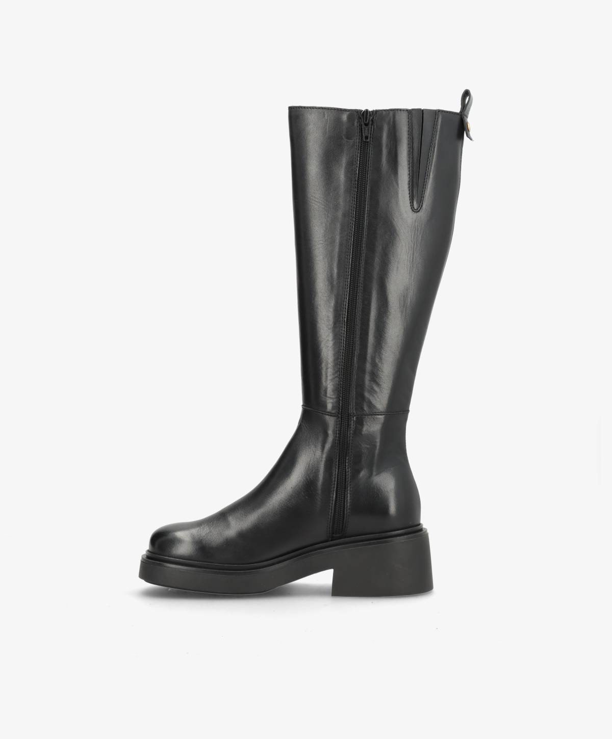 PREORDER - SADDLE LONG - Sort læder - Lange støvler Dame