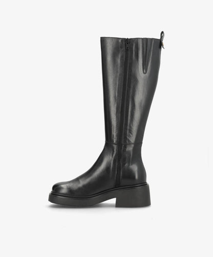 PREORDER - SADDLE LONG - Sort læder - Lange støvler Dame