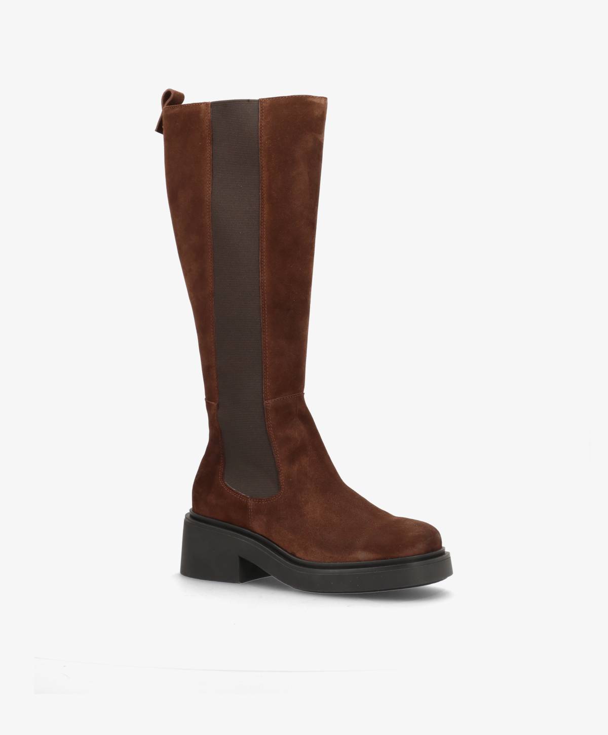 PREORDER - SADDLE LONG S - Mørkebrun ruskind - Lange støvler Dame