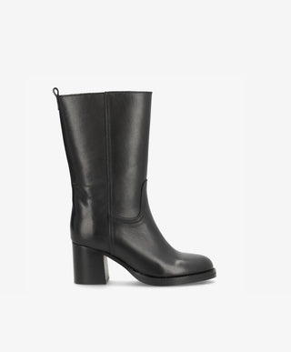 SADIE - Dame Støvle med hæl - Sort læder