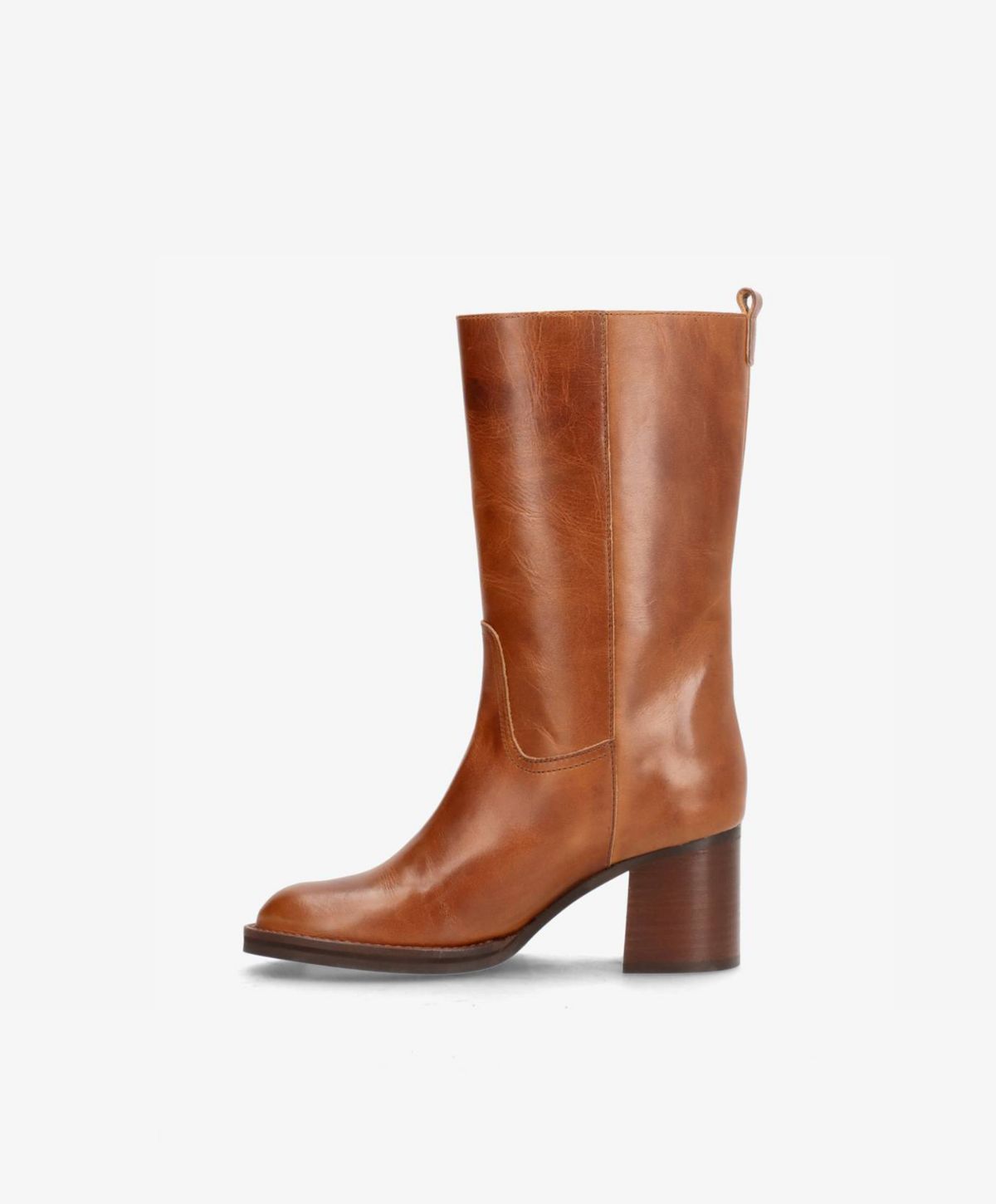 SADIE - Dame Støvle med hæl - Cognac læder - phenumb copenhagen