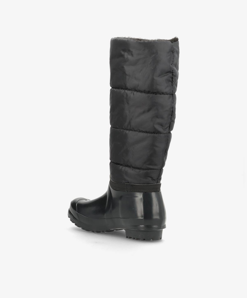 Sort dame-sneakersstøvle med høj skaft og polstret design.