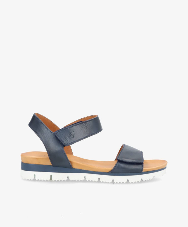 TOSCANA - Jeans blå læder - Flad sandal Dame