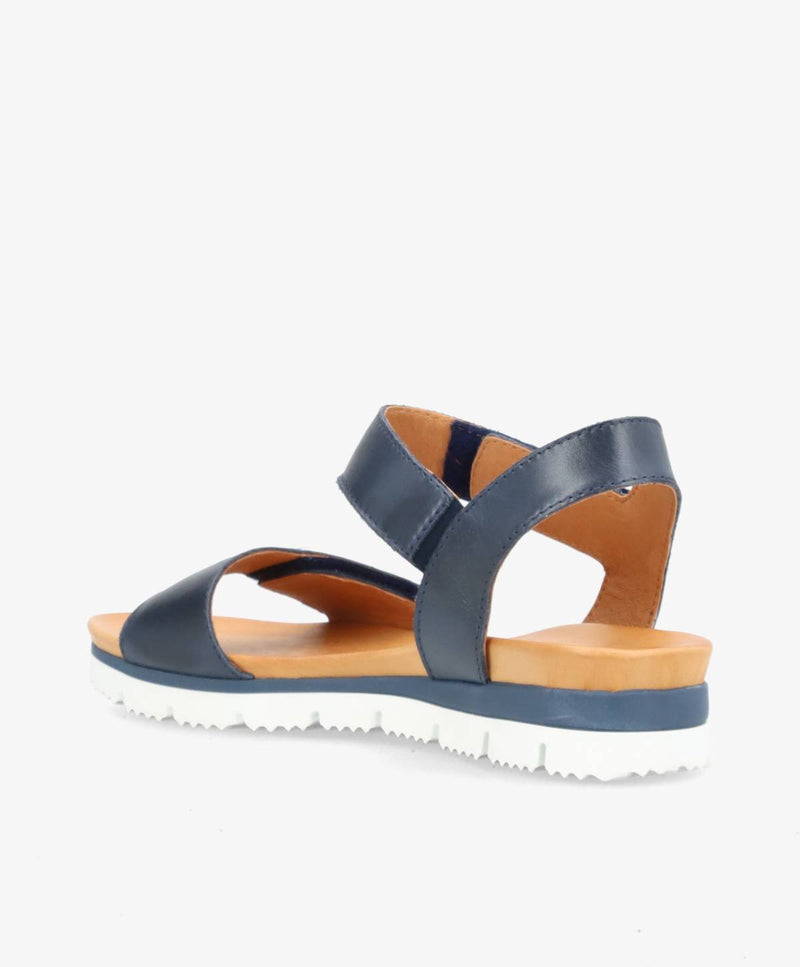 TOSCANA - Jeans blå læder - Flad sandal Dame