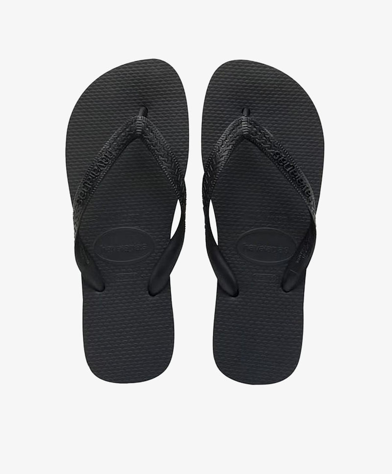 Sort slip-in dame sandaler med tekstureret rem og sål.