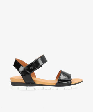 TOSCANA P - Sort lak læder - Flade sandaler