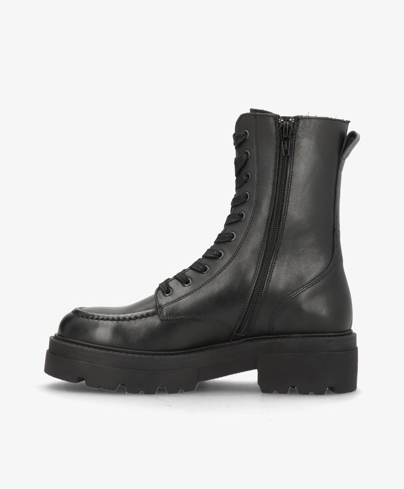 VALLEY - Sort læder - Snørestøvle Dame