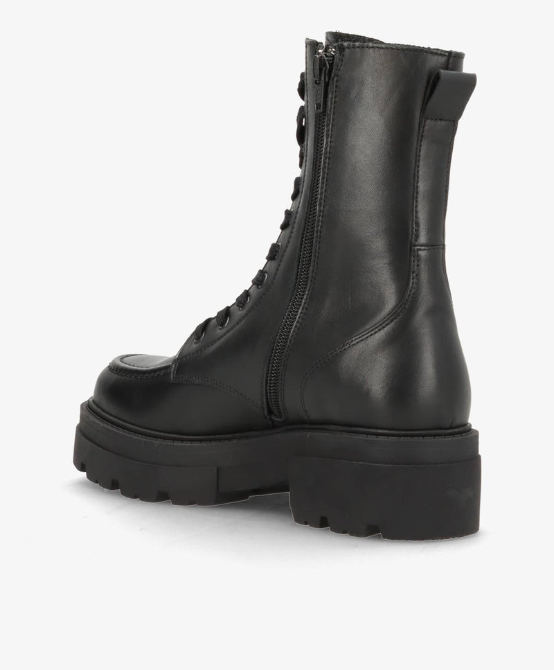 VALLEY - Sort læder - Snørestøvle Dame