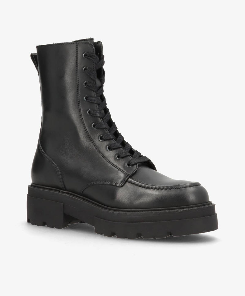 VALLEY - Sort læder - Snørestøvle Dame