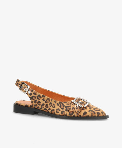WANT S - Slingback - Leopard mørk ruskind