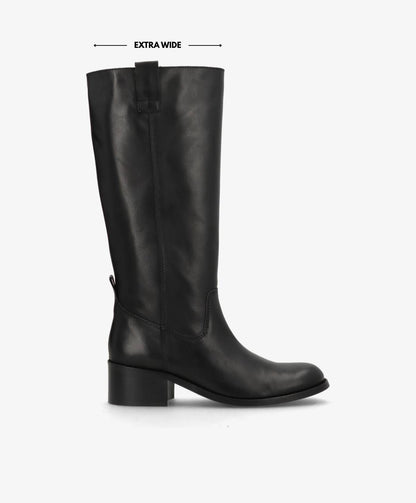 MARTINA LONG WIX - Sort læder - Lang støvle Dame
