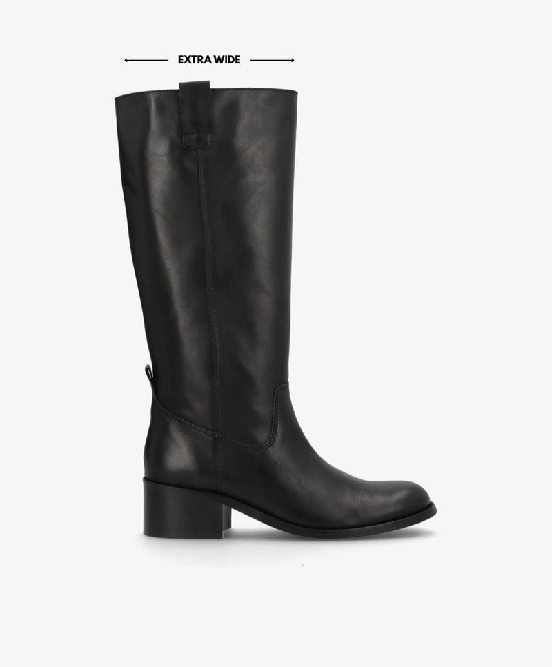 MARTINA LONG WIX - Sort læder - Lang støvle Dame