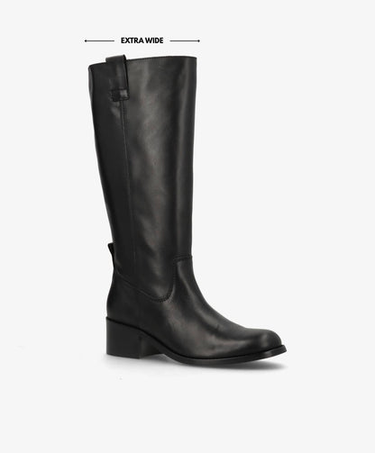 MARTINA LONG WIX - Sort læder - Lang støvle Dame