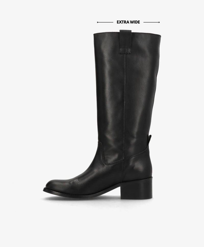 MARTINA LONG WIX - Sort læder - Lang støvle Dame