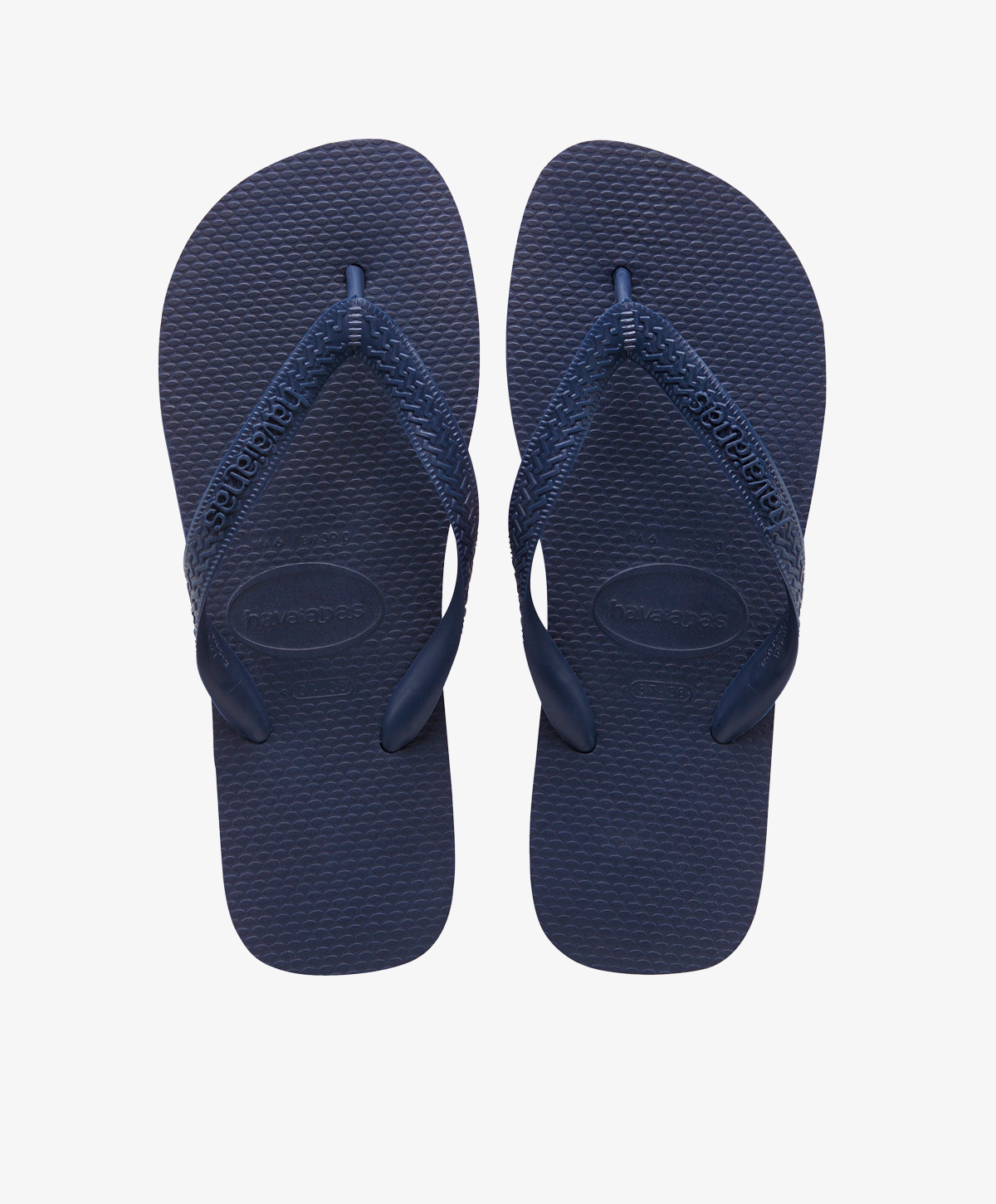 Mørkeblå Havaianas slip-ins med v-remme og logo.