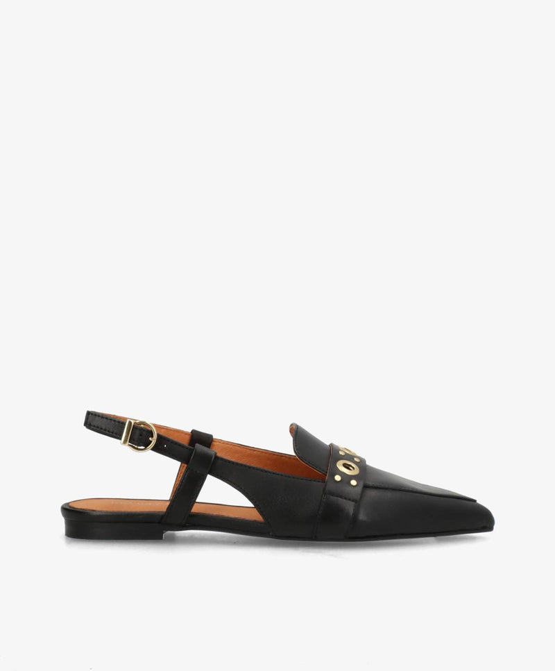 ABOVE - Sort læder - Slingback sko Dame