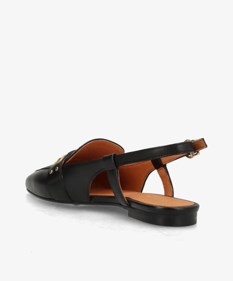 ABOVE - Sort læder - Slingback sko Dame