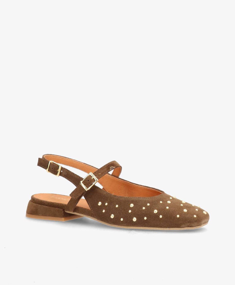 ADVANCE S - Mørkebrun ruskind - Slingback sko Dame