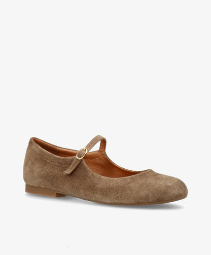 BLUSH S - Mørk beige ruskind - Ballerina Dame