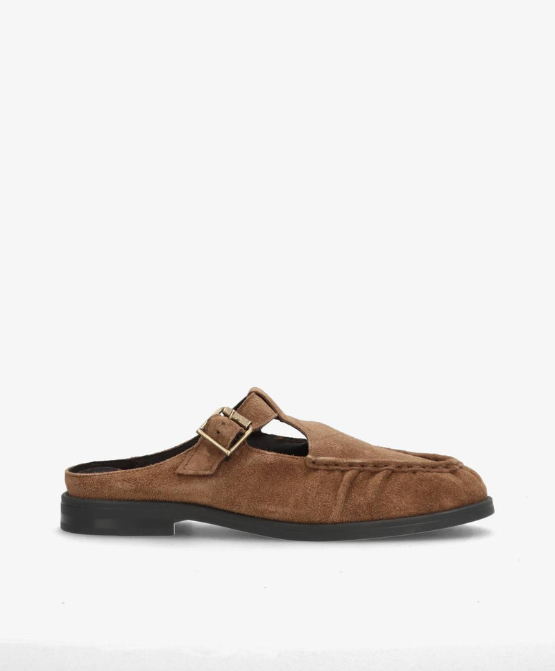 WHISPER HAY - Mørk beige ruskind - Loafer mule Dame