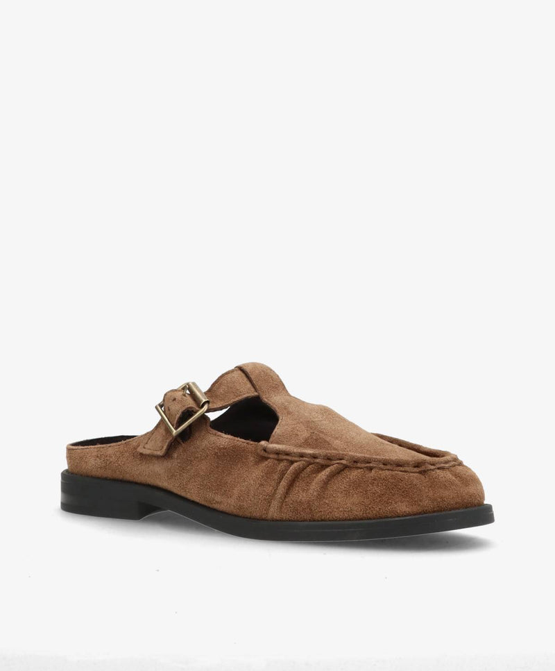 WHISPER HAY - Mørk beige ruskind - Loafer mule Dame