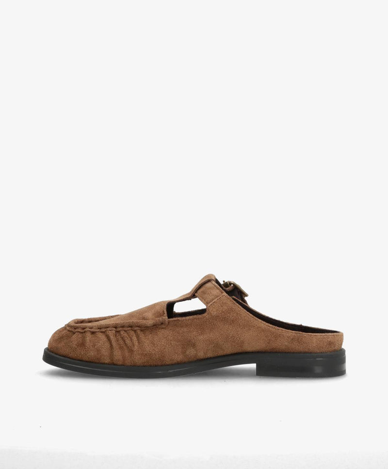 WHISPER HAY - Mørk beige ruskind - Loafer mule Dame