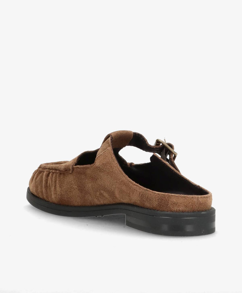 WHISPER HAY - Mørk beige ruskind - Loafer mule Dame