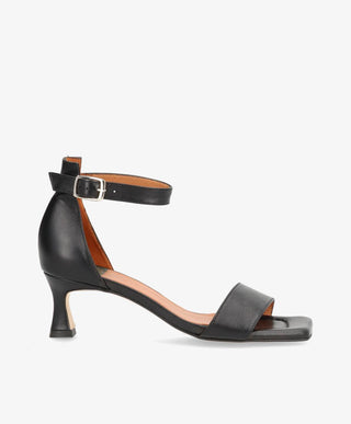ELEVATE - Sort læder - Sandal med hæl Dame