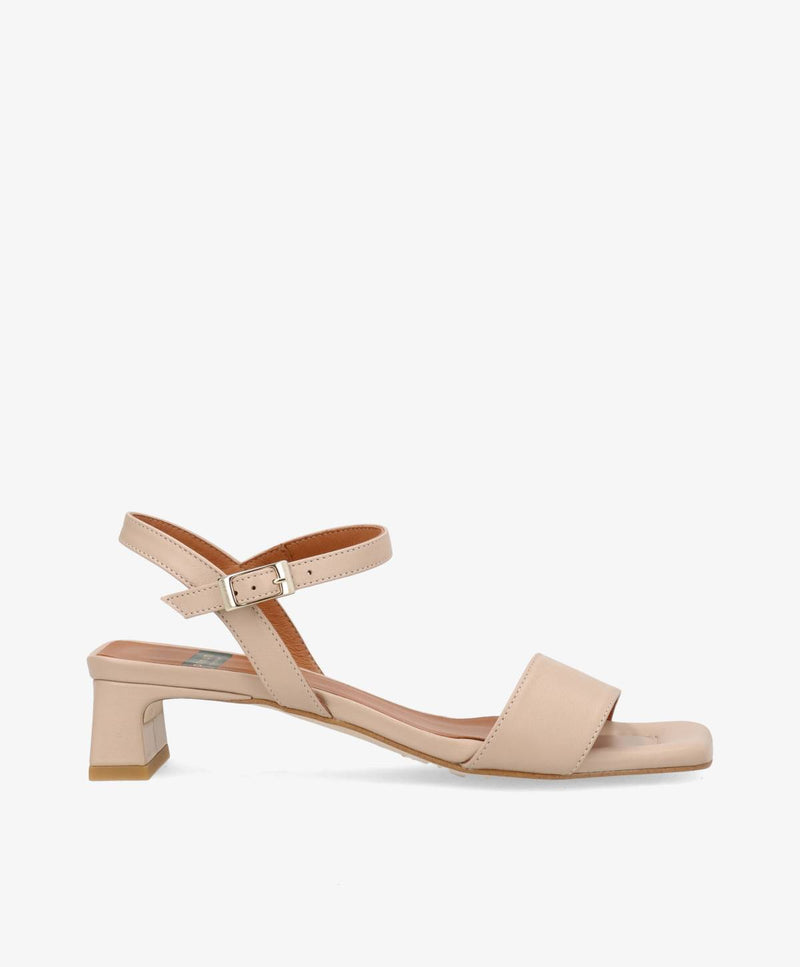 EMBRACE - Beige læder - Sandal med hæl Dame