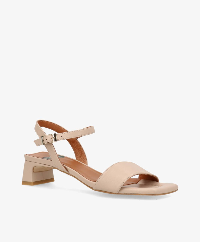 EMBRACE - Beige læder - Sandal med hæl Dame