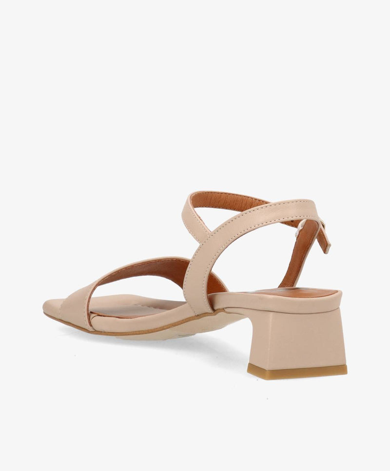 EMBRACE - Beige læder - Sandal med hæl Dame