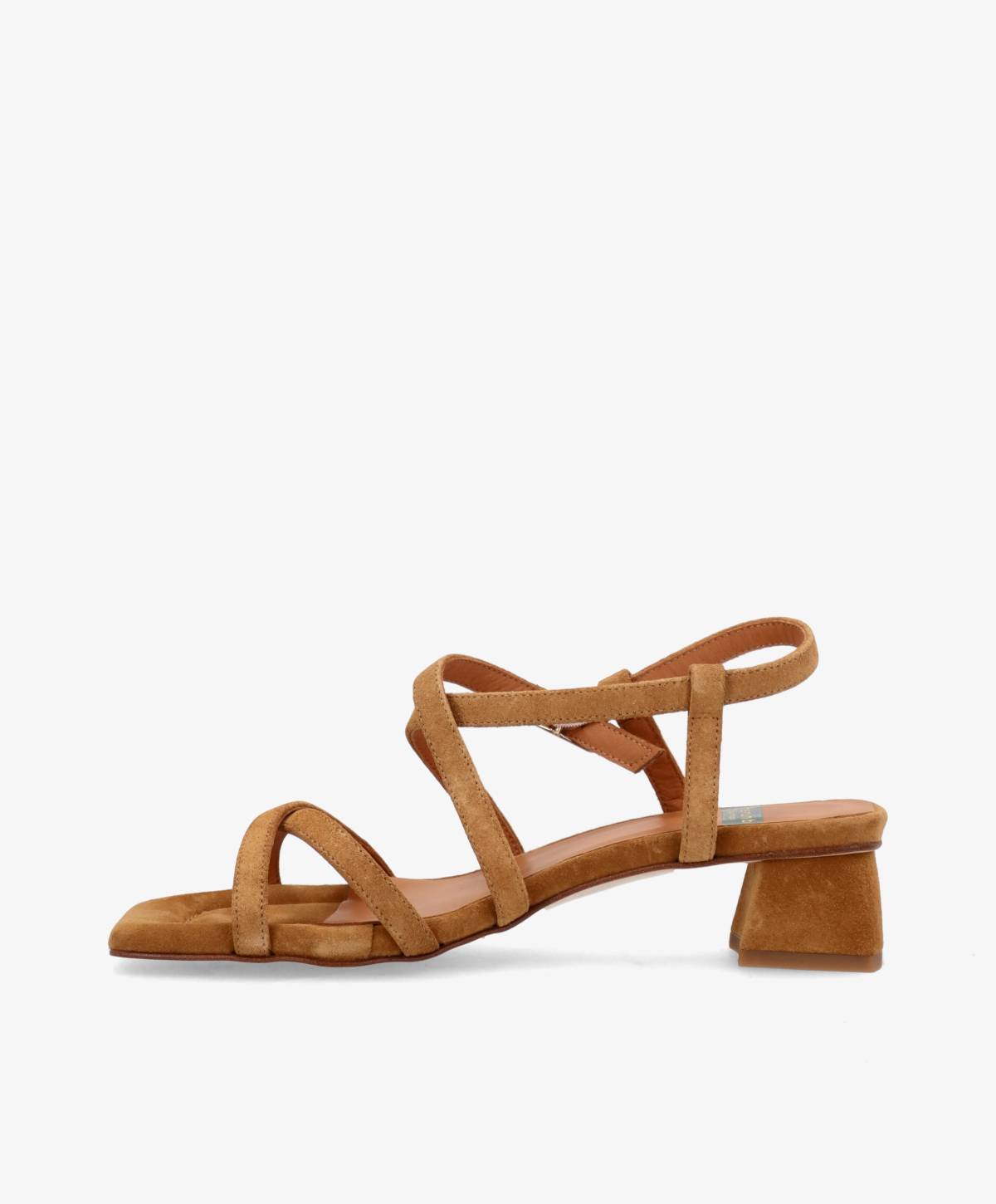 ESTEEM - Nøddebrun ruskind - Sandal med hæl Dame