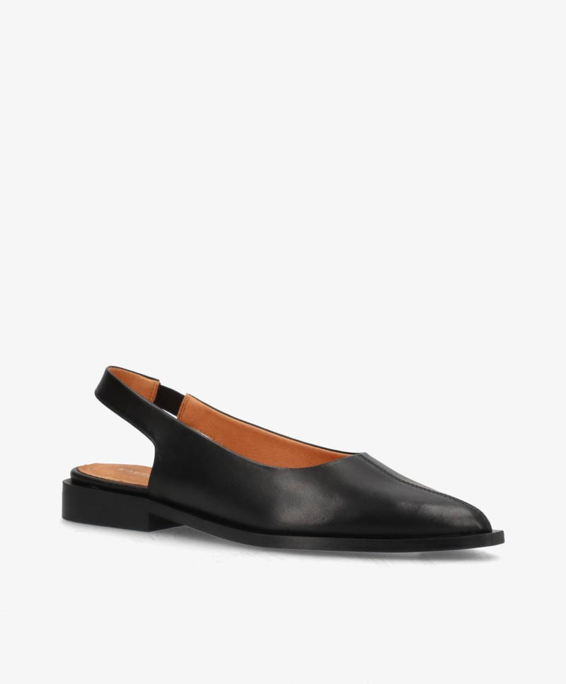 HOLD - Sort læder - Slingback sko Dame